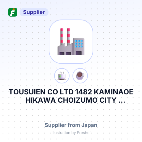TOUSUIEN CO LTD 1482 KAMINAOE HIKAWA CHOIZUMO CITY SHIMANE 699 0624 JAPAN – summary card, no photo uploaded yet