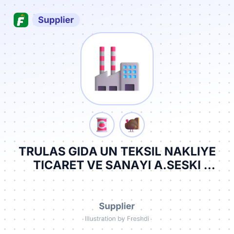TRULAS GIDA UN TEKSIL NAKLIYE TICARET VE SANAYI A.SESKI ISTANBUL CAD.BUYUKKARISTIRAN,LULEBURGAZ,KIRKLARELI,TURKEY – summary card, no photo uploaded yet