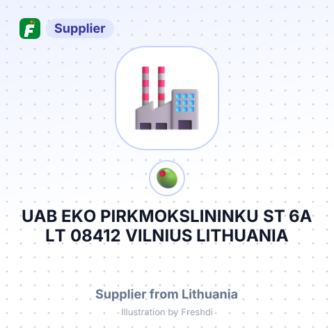 UAB EKO PIRKMOKSLININKU ST 6A LT 08412 VILNIUS LITHUANIA – summary card, no photo uploaded yet