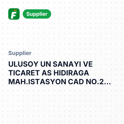 ULUSOY UN SANAYI VE TICARET AS HIDIRAGA MAH.ISTASYON CAD NO.20 CORLU TEKIRDAG – summary card, no photo uploaded yet