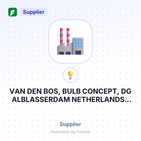 VAN DEN BOS, BULB CONCEPT, DG ALBLASSERDAM NETHERLANDS – summary card, no photo uploaded yet