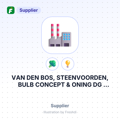 VAN DEN BOS, STEENVOORDEN, BULB CONCEPT & ONING DG ALBLASSERDAM – summary card, no photo uploaded yet