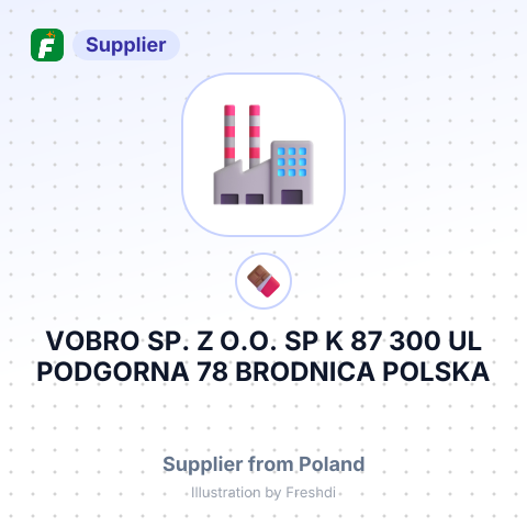 VOBRO SP. Z O.O. SP K 87 300 UL PODGORNA 78 BRODNICA POLSKA – summary card, no photo uploaded yet