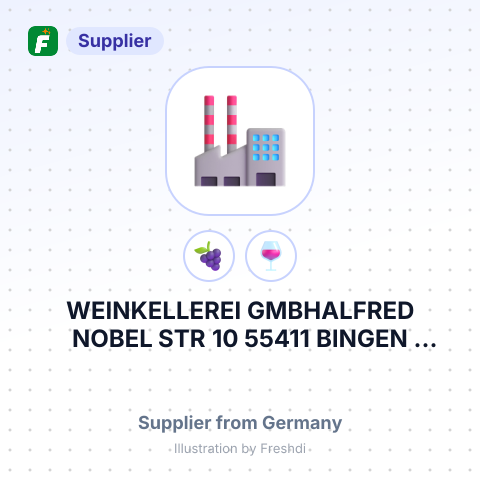 WEINKELLEREI GMBHALFRED NOBEL STR 10 55411 BINGEN GERMANY – summary card, no photo uploaded yet