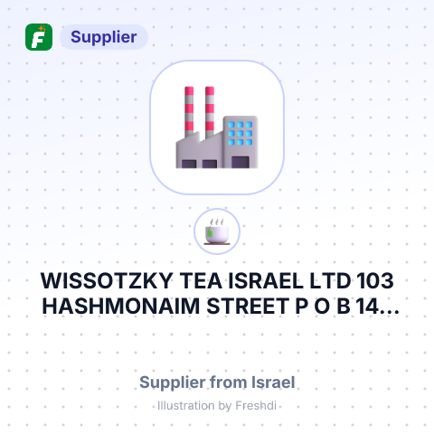 WISSOTZKY TEA ISRAEL LTD 103 HASHMONAIM STREET P O B 147 TEL AVIV 61001 ISRAEL – summary card, no photo uploaded yet