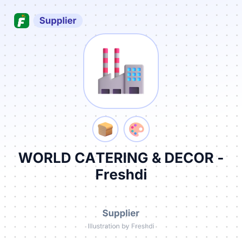 WORLD CATERING & DECOR – summary card, no photo uploaded yet