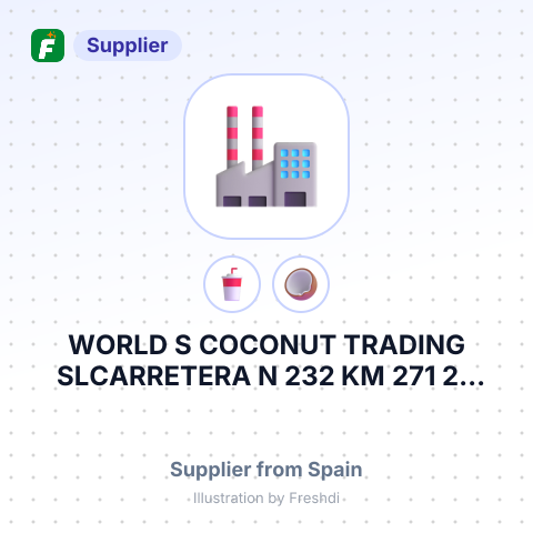WORLD S COCONUT TRADING SLCARRETERA N 232 KM 271 20 PEDROLA ZARAGOZA 50690 SPAIN – summary card, no photo uploaded yet