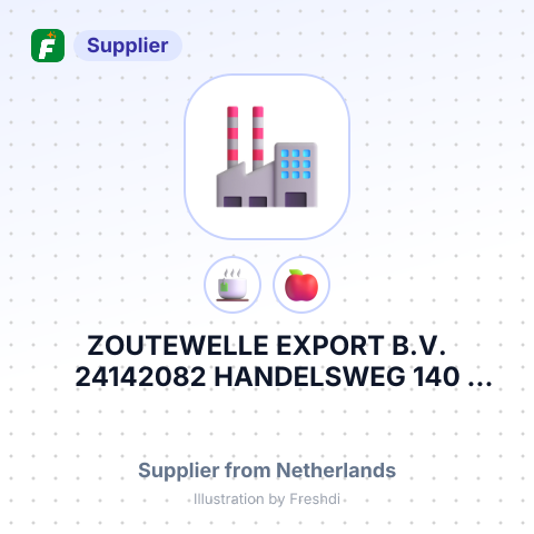 ZOUTEWELLE EXPORT B.V. 24142082 HANDELSWEG 140 RIDDERKERK THE NETHERLANDS 2988 DC – summary card, no photo uploaded yet