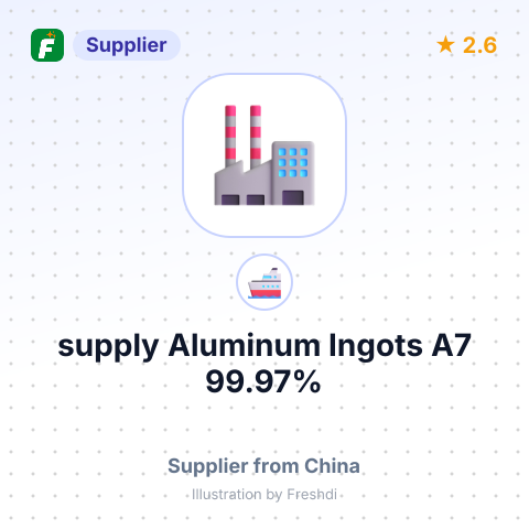 supply Aluminum Ingots A7 99.97% – summary card, no photo uploaded yet