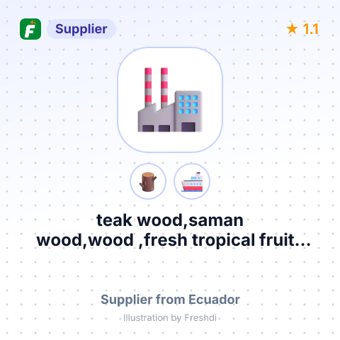 teak wood,saman wood,wood ,fresh tropical fruits from Ecuador – summary card, no photo uploaded yet